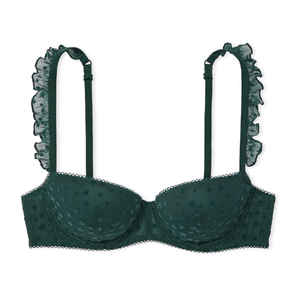 🔥VS Pink ✨Wink✨ ruffle straps balconette push up bra sz 38DD NWT